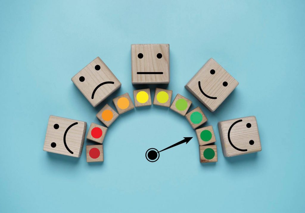 Les émotions de bases représentées par des cubes enfantins pour illustrer la formation intelligence emotionnelle marseille